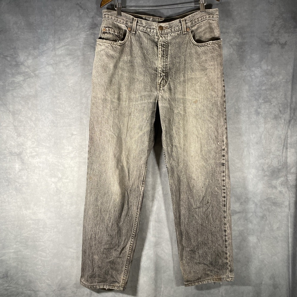Vintage Levi's Jeans Mens 36x34 Faded Gray Straightcut 90s Orange Tab Distressed